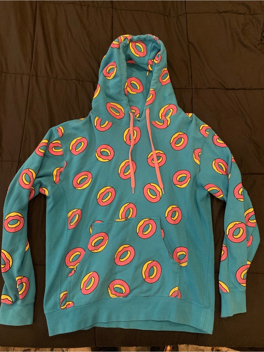 Odd Future Teal Hoodie with Pink & Yellow Donut Print